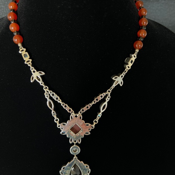 🦋NICKY BUTLER RAJ LIMITED EDITION Carnelian Smokey Topaz Necklace VINTAGE NB - Picture 9 of 16